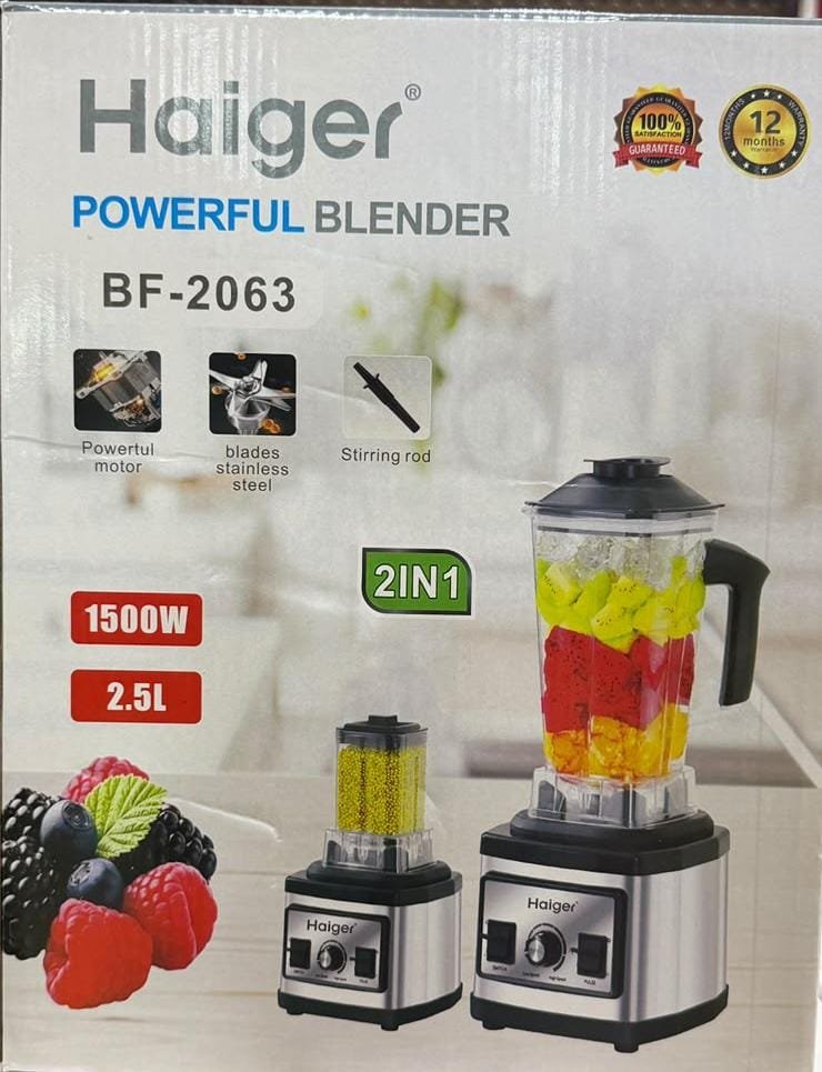 WhatsApp Image 2026-09-22 at 10.19.00 AM Haiger 2-in-1 Powerful Blender BF-2063 – 1500W, 2.5L - Image 1